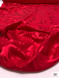 Leaf Jacquard Silk Charmeuse - Rich Red