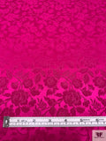 Floral Jacquard Silk Charmeuse - Magenta