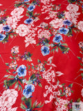 Floral Printed Silk-Cotton Mikado - Red / White / Blues / Greens