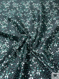 Cluster Graphic Printed Silk-Cotton Mikado - Emerald Green / Black / White