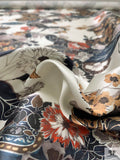 Exotic Paisley Floral Printed Silk-Cotton Mikado - Ivory / Black / MIdnight Teal / Smokey Orange