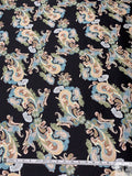 Paisley Printed Silk-Cotton Mikado - Sage / Dusty Turquoise / Tan / Black