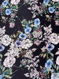 Floral Printed Silk-Cotton Mikado - Periwinkle / Blue / Greens / Black / White