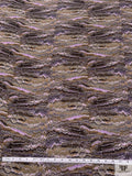 Ripple Wave Matte-Side Printed Silk Charmeuse - Khaki / Lilac / Black