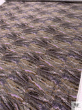 Ripple Wave Matte-Side Printed Silk Charmeuse - Khaki / Lilac / Black