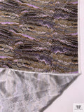 Ripple Wave Matte-Side Printed Silk Charmeuse - Khaki / Lilac / Black