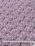 Birds and Ditsy Leaf Matte-Side Printed Silk Charmeuse - Light Lilac / Green / White / Black