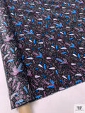 Birds and Dotted Matte-Side Printed Silk Charmeuse - Purple Plum / Ocean Blue / Black / White