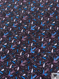 Birds and Dotted Matte-Side Printed Silk Charmeuse - Purple Plum / Ocean Blue / Black / White