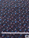 Birds and Dotted Matte-Side Printed Silk Charmeuse - Purple Plum / Ocean Blue / Black / White
