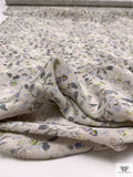 Soothing Ditsy Leaf Matte-Side Printed Silk Charmeuse - Oyster / Light Lilac / Pale Lime / Grey