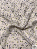 Soothing Ditsy Leaf Matte-Side Printed Silk Charmeuse - Oyster / Light Lilac / Pale Lime / Grey