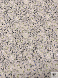 Soothing Ditsy Leaf Matte-Side Printed Silk Charmeuse - Oyster / Light Lilac / Pale Lime / Grey