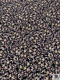 Dainty Leaf and Floral Matte-Side Printed Silk Charmeuse - Black / Pink / Grey / Pale Lime