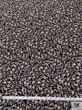 Dainty Leaf and Floral Matte-Side Printed Silk Charmeuse - Black / Pink / Grey / Pale Lime