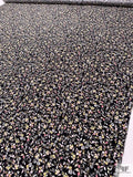Dainty Leaf and Floral Matte-Side Printed Silk Charmeuse - Black / Pink / Grey / Pale Lime