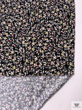 Dainty Leaf and Floral Matte-Side Printed Silk Charmeuse - Black / Pink / Grey / Pale Lime