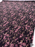 Floral Stems Matte-Side Printed Silk Charmeuse - Orchid Pink / Tan Brown / Black