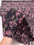 Floral Stems Matte-Side Printed Silk Charmeuse - Orchid Pink / Tan Brown / Black
