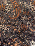 Ornate Batik Pheonix Matte-Side Printed Silk Charmeuse - Bronze Brown / Cream / Black