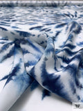 Tie-Dye Matte-Side Printed Silk Charmeuse - Blues / White
