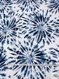Tie-Dye Matte-Side Printed Silk Charmeuse - Blues / White