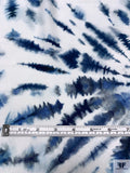Tie-Dye Matte-Side Printed Silk Charmeuse - Blues / White