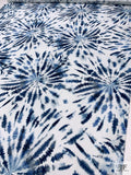 Tie-Dye Matte-Side Printed Silk Charmeuse - Blues / White