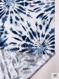 Tie-Dye Matte-Side Printed Silk Charmeuse - Blues / White
