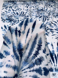 Tie-Dye Matte-Side Printed Silk Charmeuse - Blues / White
