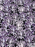 Wisteria and Floral Matte-Side Printed Silk Charmeuse - Lavender / Grey / White / Black