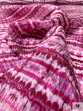 Tie-Dye Lines Printed Satin Face Organza - Berry Magenta / Lavender / White