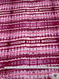 Tie-Dye Lines Printed Satin Face Organza - Berry Magenta / Lavender / White
