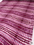 Tie-Dye Lines Printed Satin Face Organza - Berry Magenta / Lavender / White