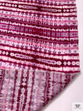 Tie-Dye Lines Printed Satin Face Organza - Berry Magenta / Lavender / White