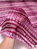 Tie-Dye Lines Printed Satin Face Organza - Berry Magenta / Lavender / White