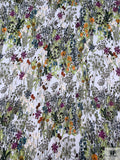 Garden Floral Printed Satin Face Organza - Greens / Orange / Sky Blue / Purple