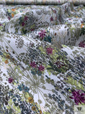 Garden Floral Printed Satin Face Organza - Greens / Orange / Sky Blue / Purple