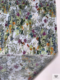 Garden Floral Printed Satin Face Organza - Greens / Orange / Sky Blue / Purple