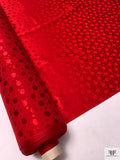Polka Dots Jacquard Silk Charmeuse - Red