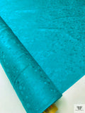 Textured-Look and Dots Jacquard Silk Charmeuse - Ocean Turquoise