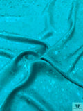Textured-Look and Dots Jacquard Silk Charmeuse - Ocean Turquoise