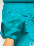 Textured-Look and Dots Jacquard Silk Charmeuse - Ocean Turquoise