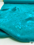 Textured-Look and Dots Jacquard Silk Charmeuse - Ocean Turquoise