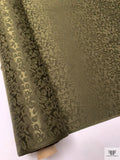 Floral Jacquard Silk Charmeuse - Olive Green