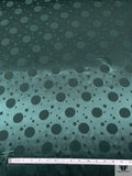 Polka Dot Circles Jacquard Silk Charmeuse - Spruce Green