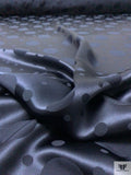 Polka Dot Circles Jacquard Silk Charmeuse - Dark Navy