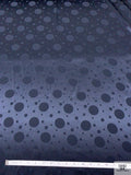 Polka Dot Circles Jacquard Silk Charmeuse - Dark Navy