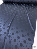 Polka Dot Circles Jacquard Silk Charmeuse - Dark Navy