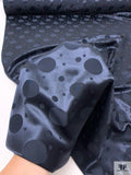 Polka Dot Circles Jacquard Silk Charmeuse - Dark Navy
